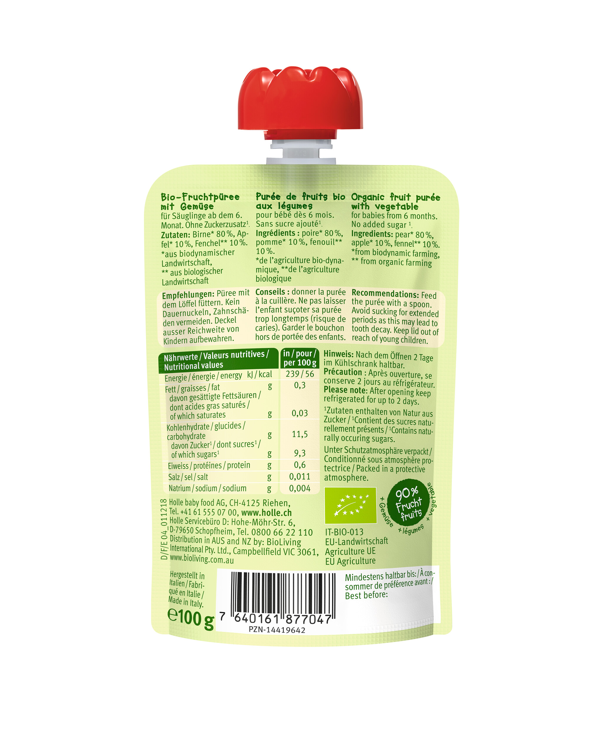HOLLE Fennel Frog - Pouchy Birne Apfel Fenchel 100 g