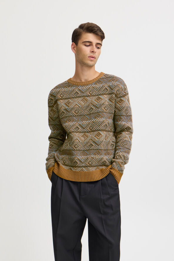 Casual Friday CFKLAES crew neck mulit knit Gothic olive