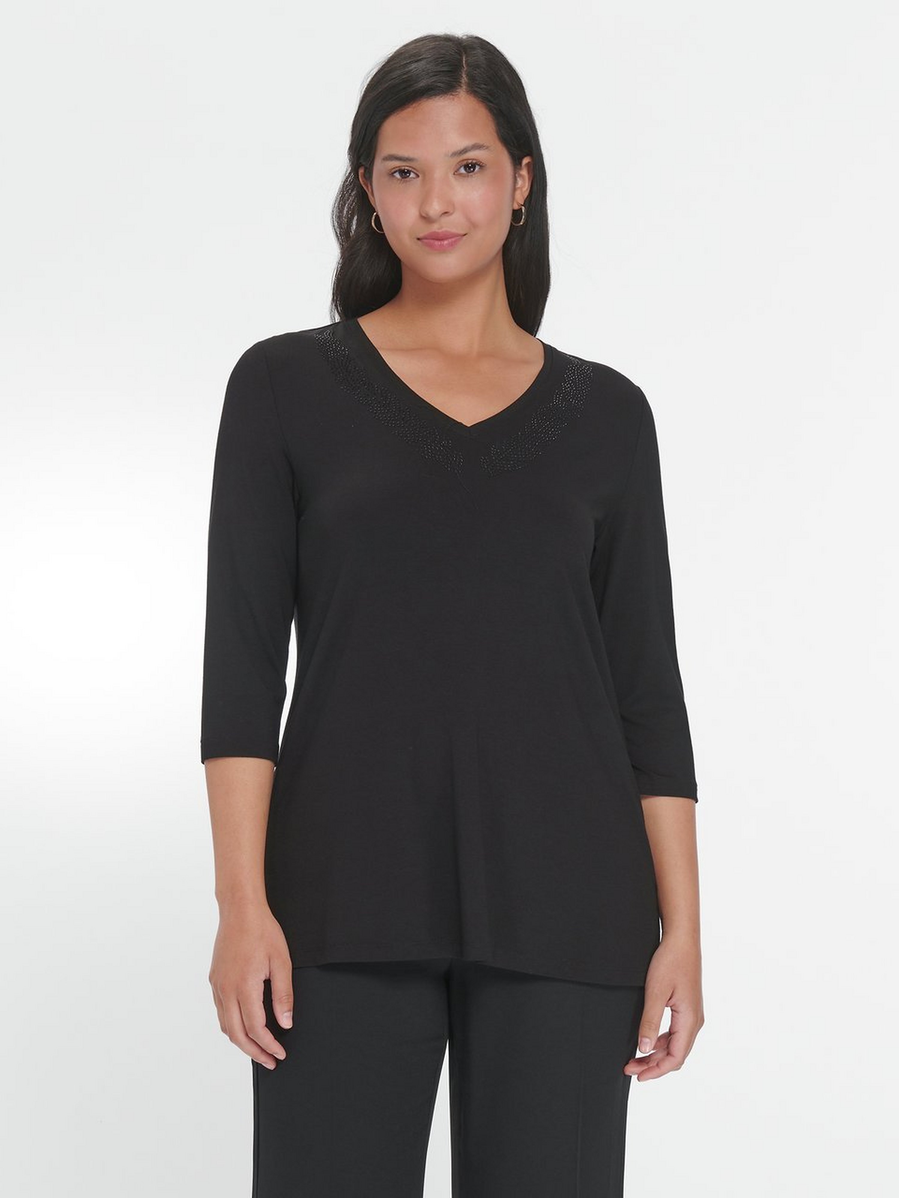 V-Shirt mit 3/4-Arm