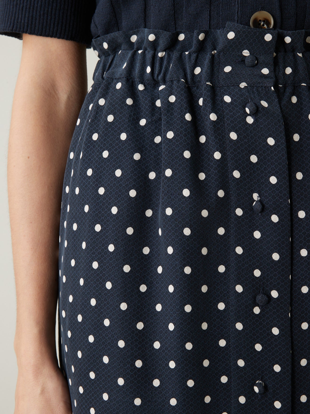 Jupe courte pois sur jacquard femme