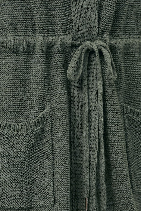 Strickjacke, Kapuze, Taillen-Bindeband, Langarm