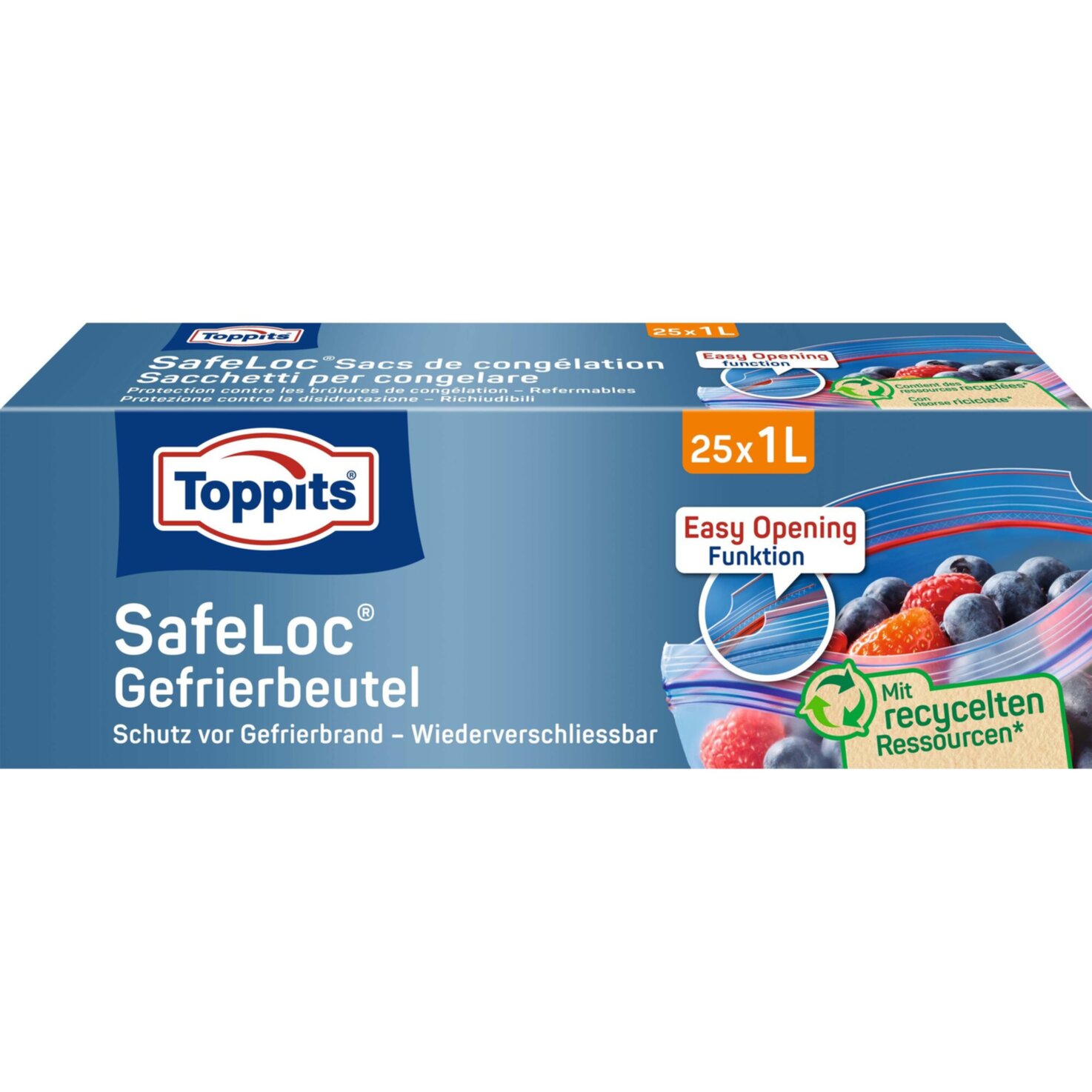 TOPPITS Doppelverschluss-Gefrierbeutel SafeLoc 25 x 1 l
