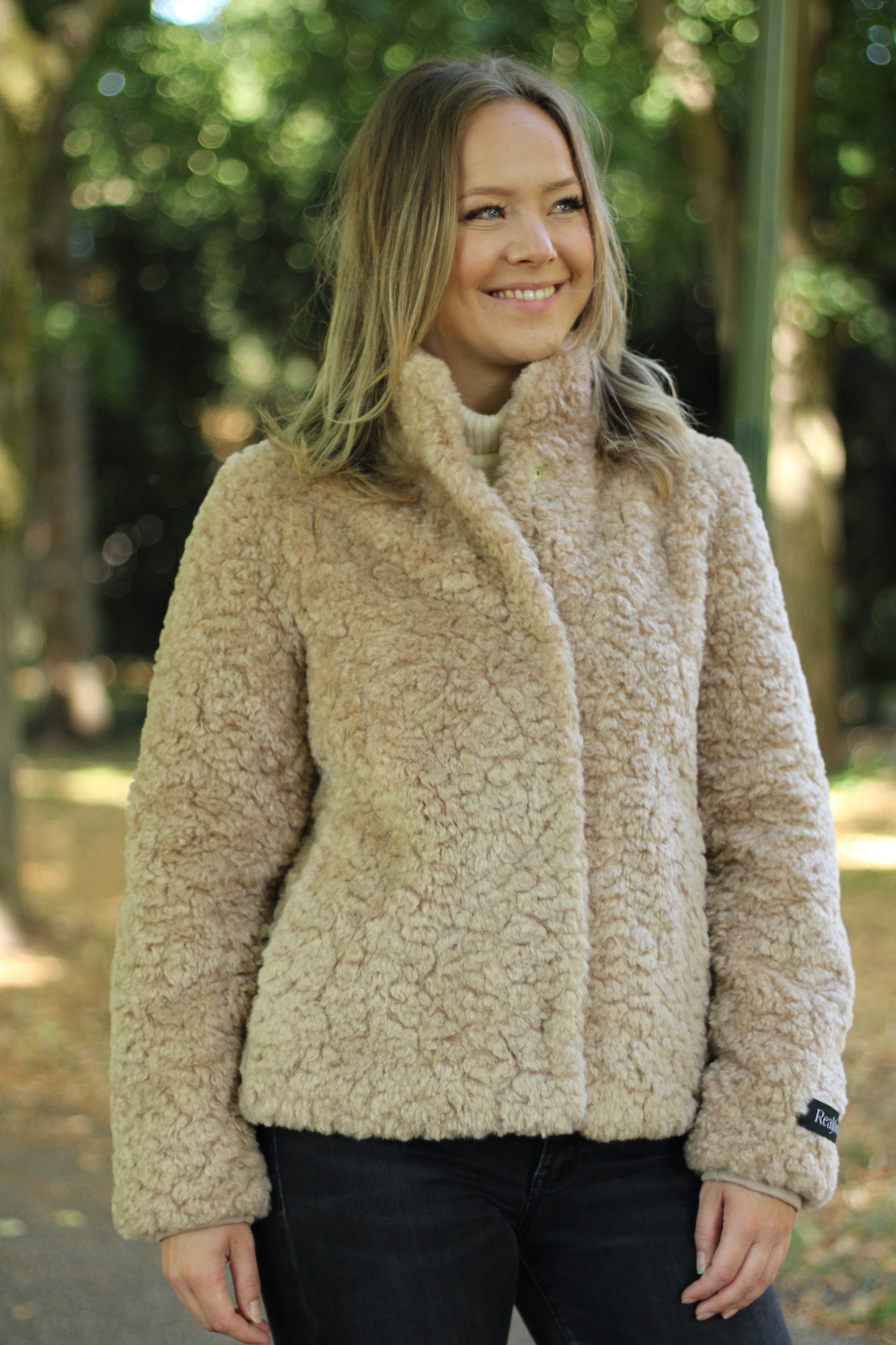 Rino & Pelle - Kion Faux Fur Jacket With High Neck - Oat