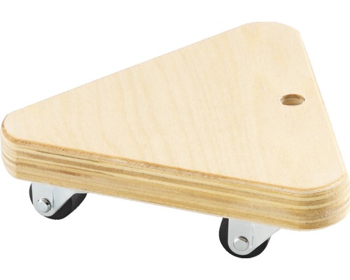 Driehoeksrol, tot 100 kg, met houten voet van 135 mm.