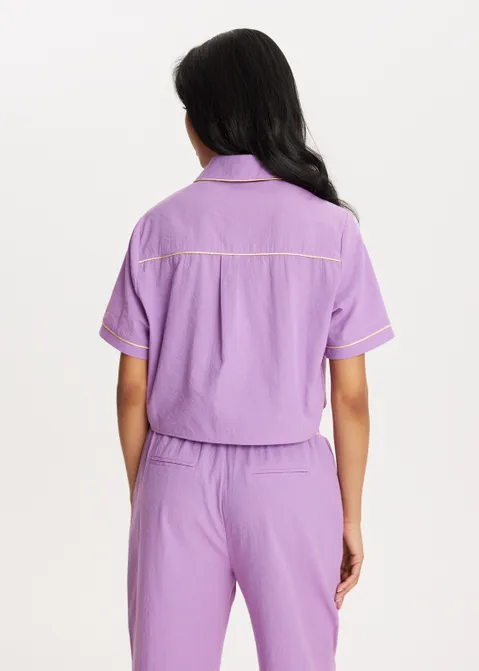 Gestreepte blouse met korte mouwen roze (ROS)