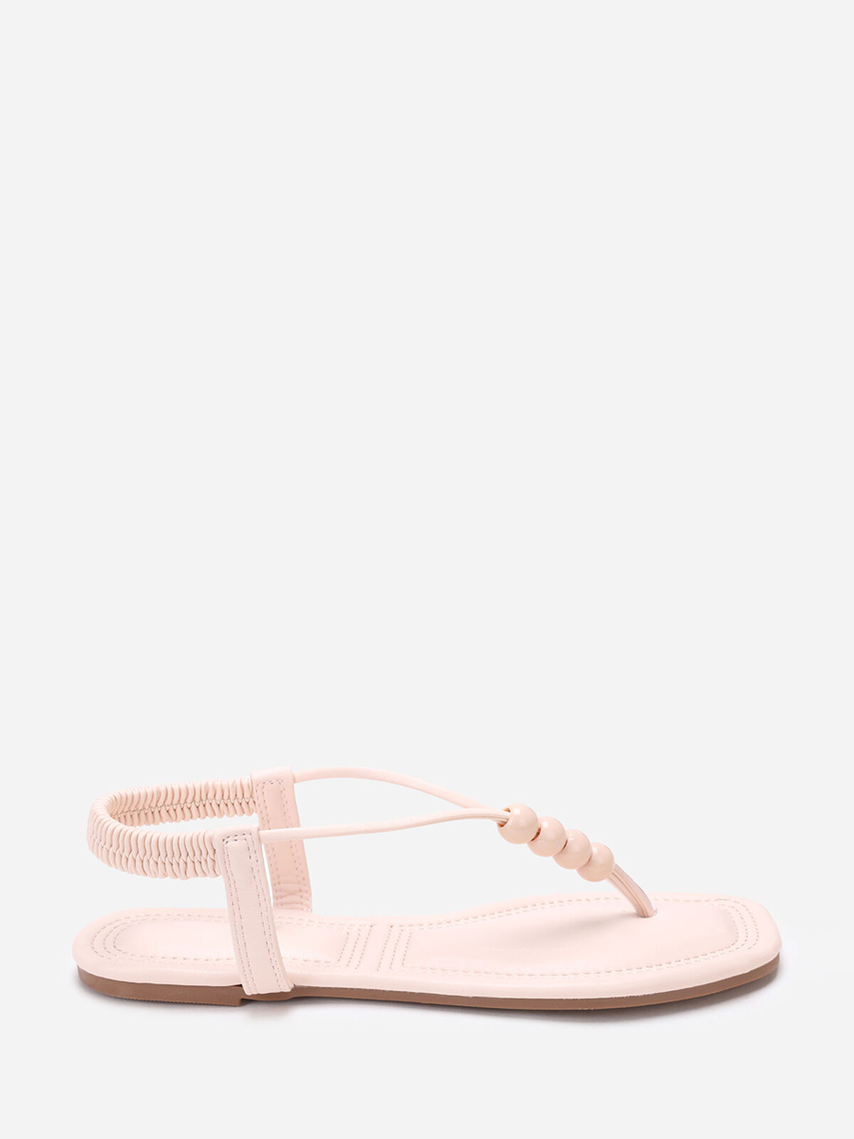 Nu-pieds carrés à perles- Beige