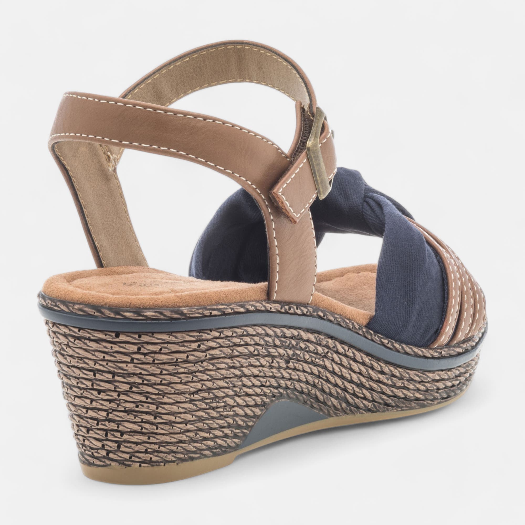 Sandales à talon compensé Femme bleu marine