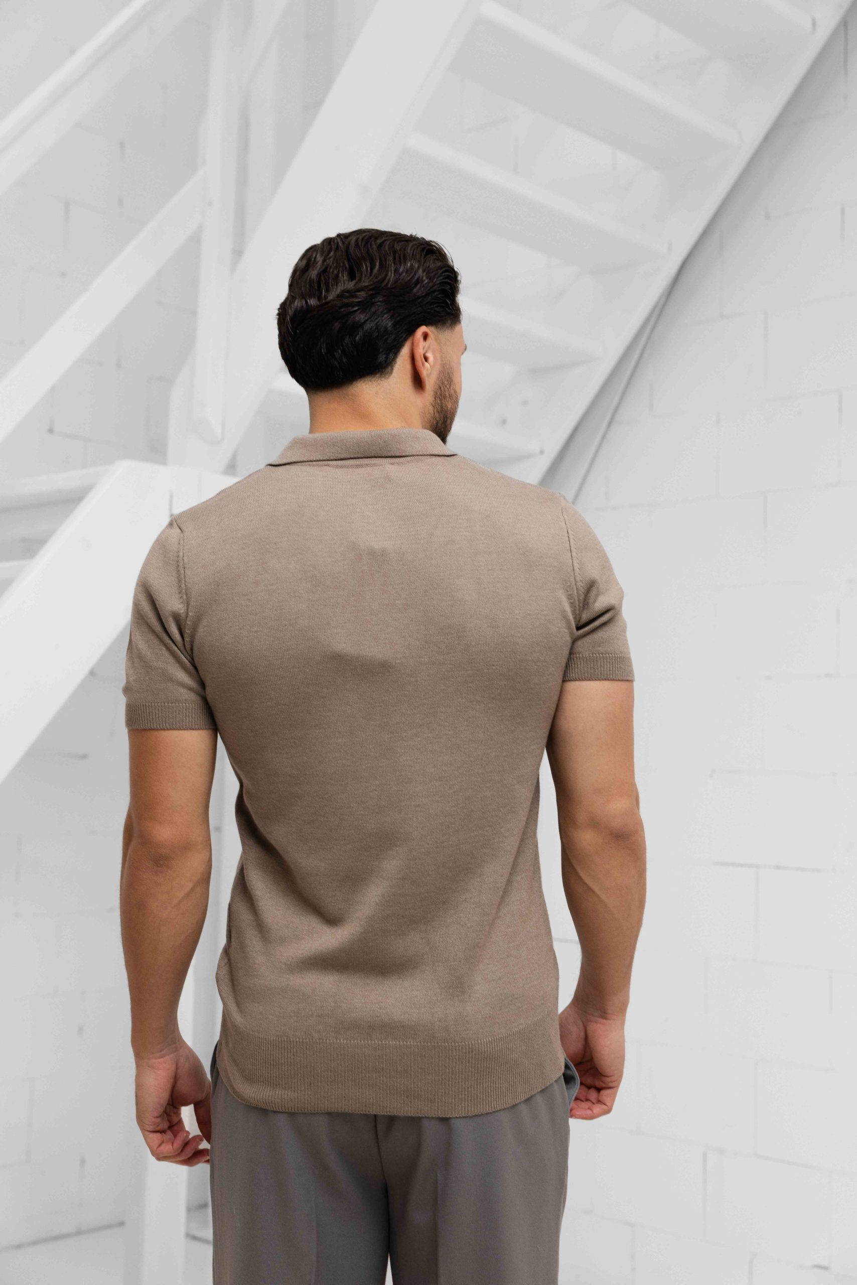 Malelions Knitted Patch Polo Heren Lichtbruin