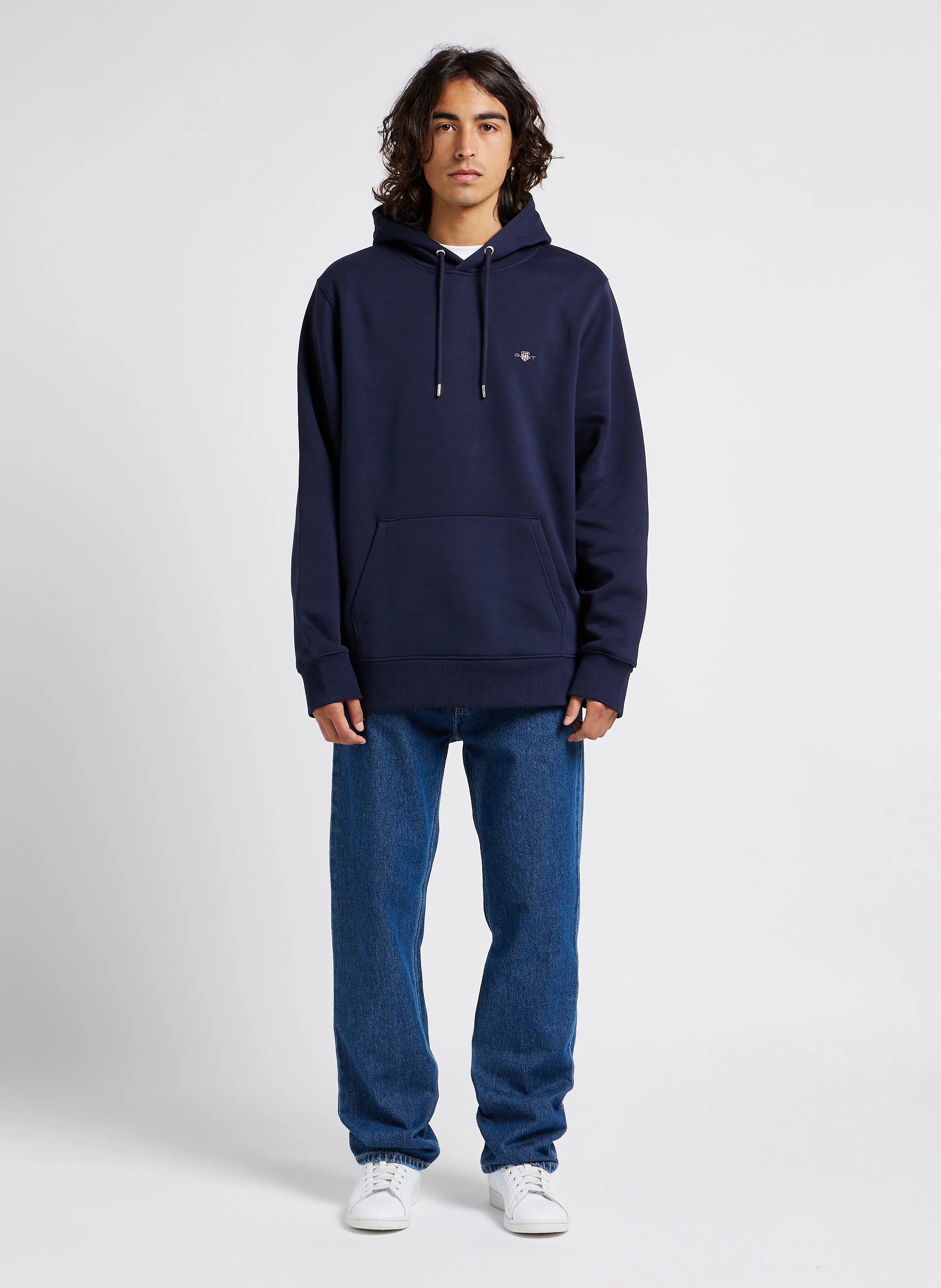 Sweat à capuche regular-fit en coton mélangé | Bleu
