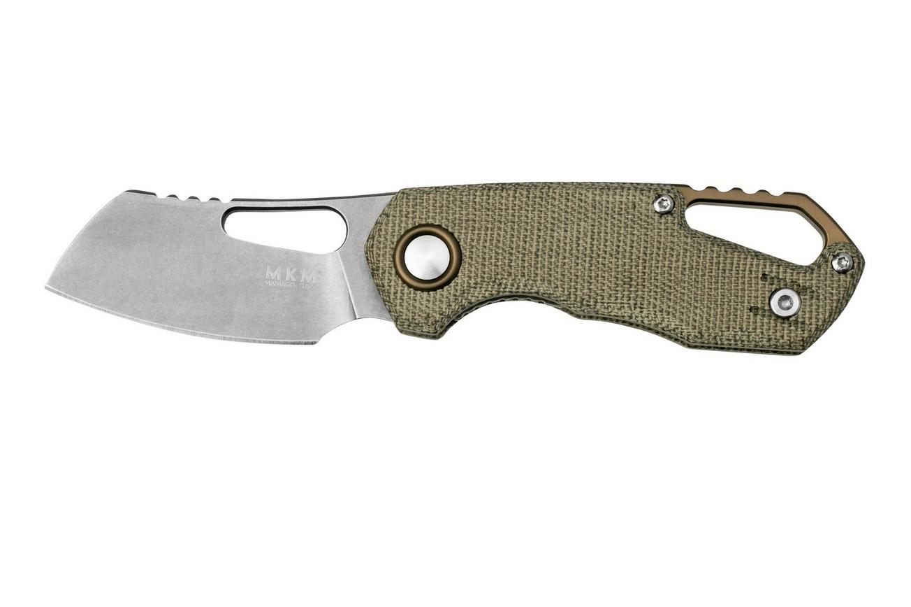 MKM Isonzo FX03M-2GC Cleaver M390, Green Canvas Micarta zakmes, Jesper Voxnaes design