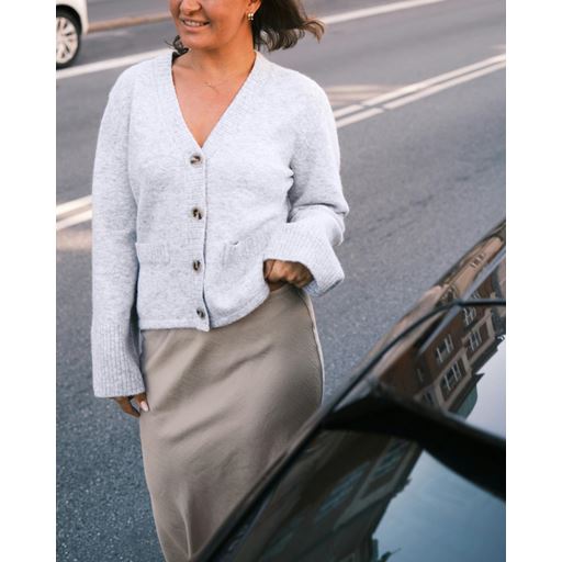 Neo Noir Pixie Knit Cardigan, Light Grey Melange, 36