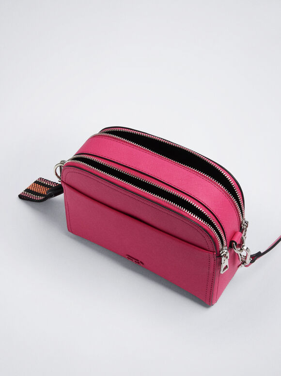 Bolsa transversal com pingente - Rosa