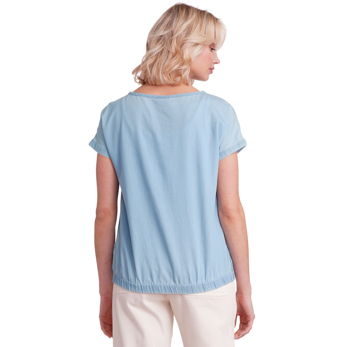Gina Damen Bluse mit Stickerei hellblau