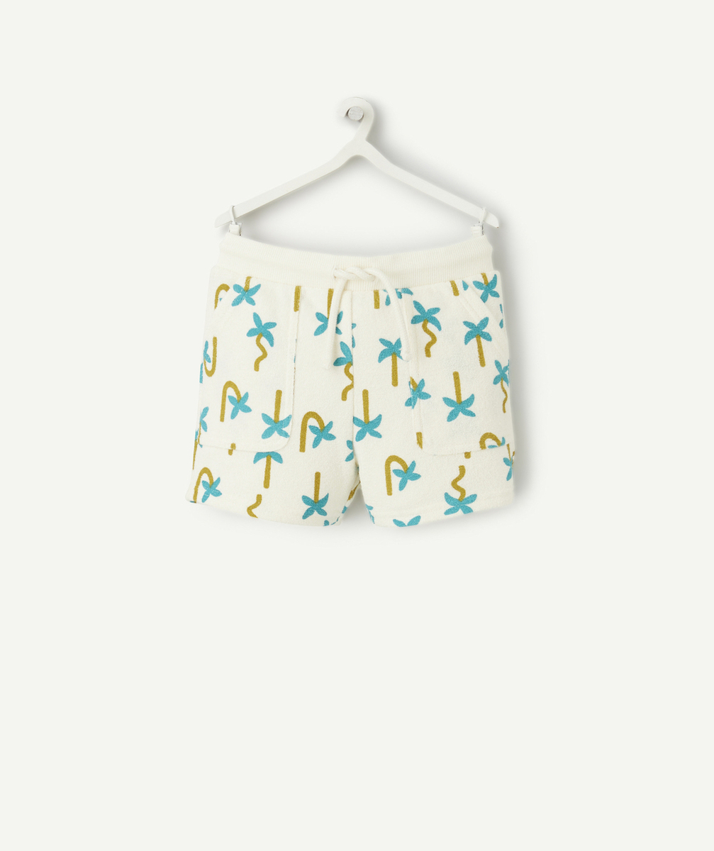short bébé garçon en fibres recyclées imprimé avec palmiers