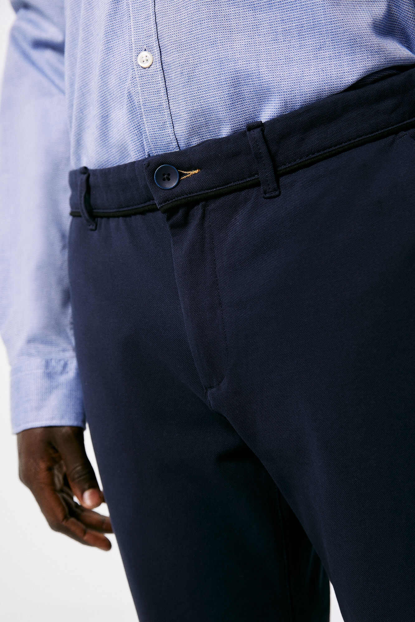 Calça chino piqué - azul escuro