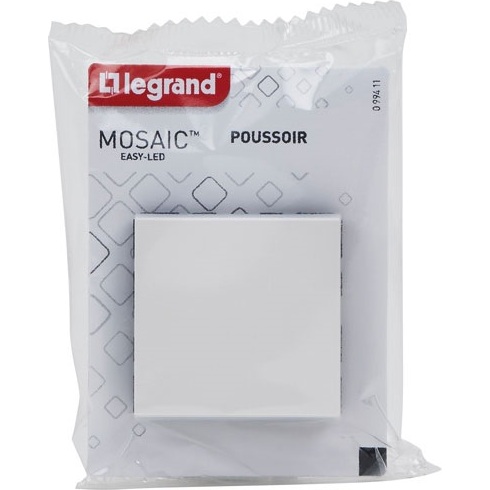 Poussoir 6 A - Mosaic Easy-Led - 2 modules - à composer - blanc