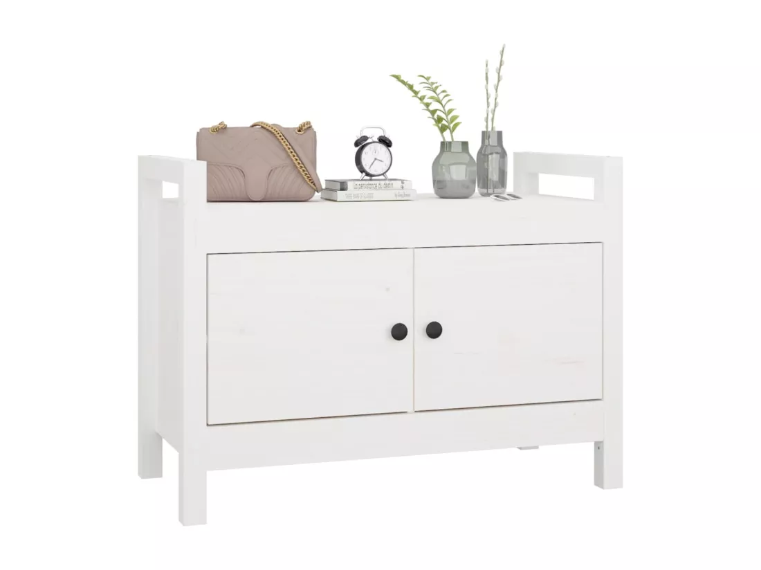 Banc d'entrée Blanc 80x40x60 cm Bois de pin massif