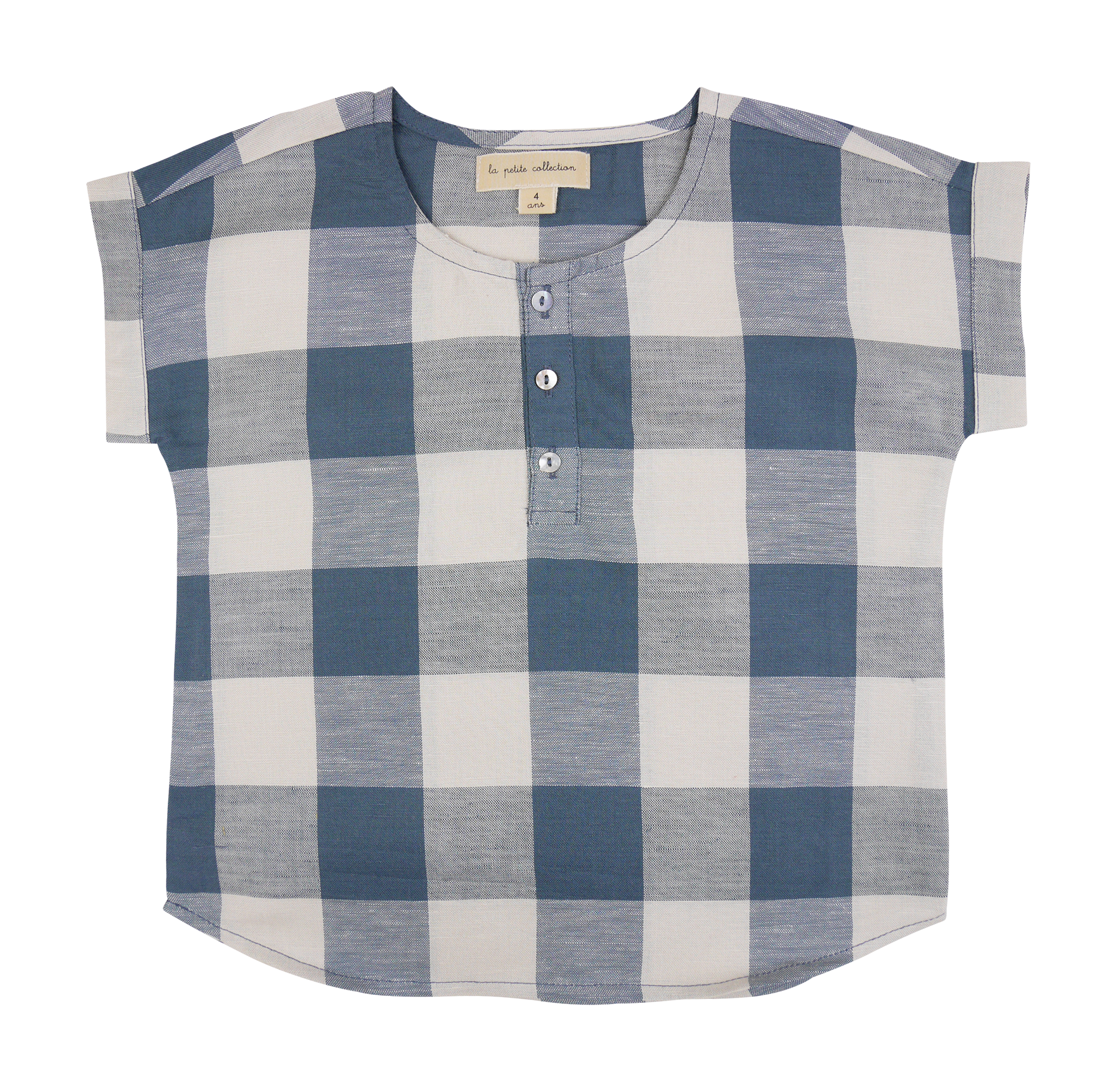 Tee-shirt col rond à carreaux | Bleu
