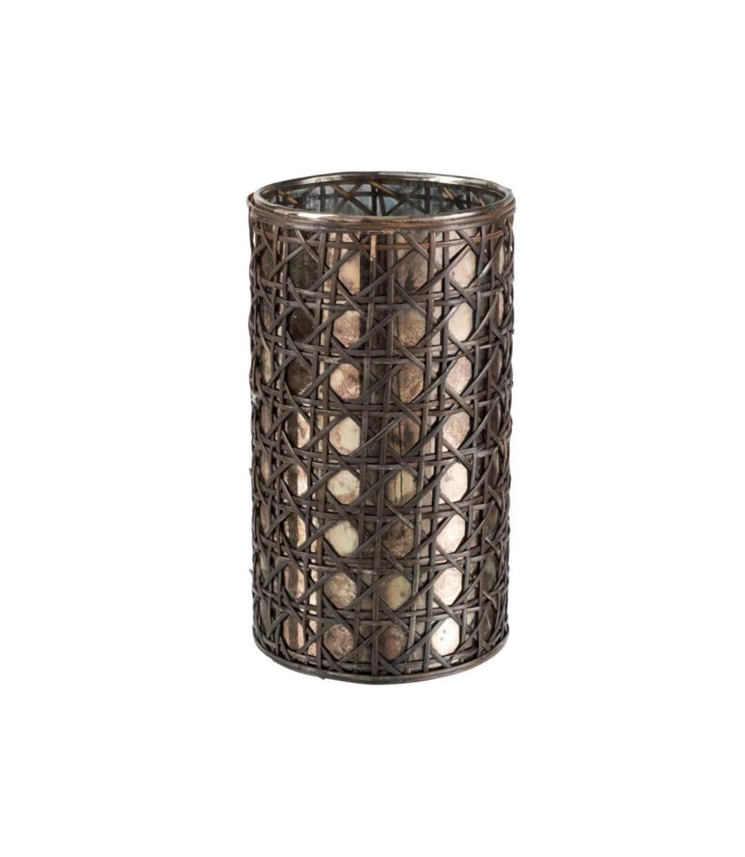 Paris Prix - Photophore Design Rotin & Verre hal 25cm Naturel