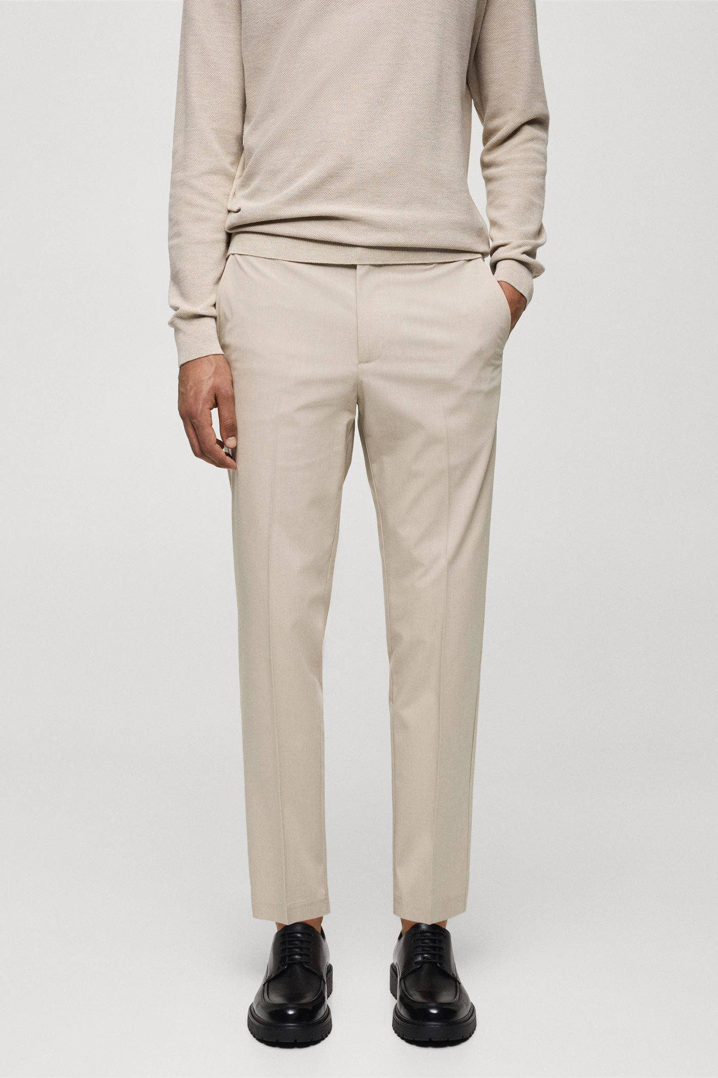 Mango Man slim fit pantalon lichtbeige