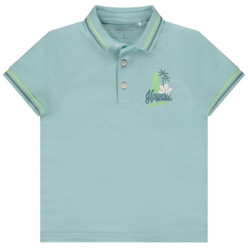 Polo manches courtes puff print Hawaii pour garçon - Bleu