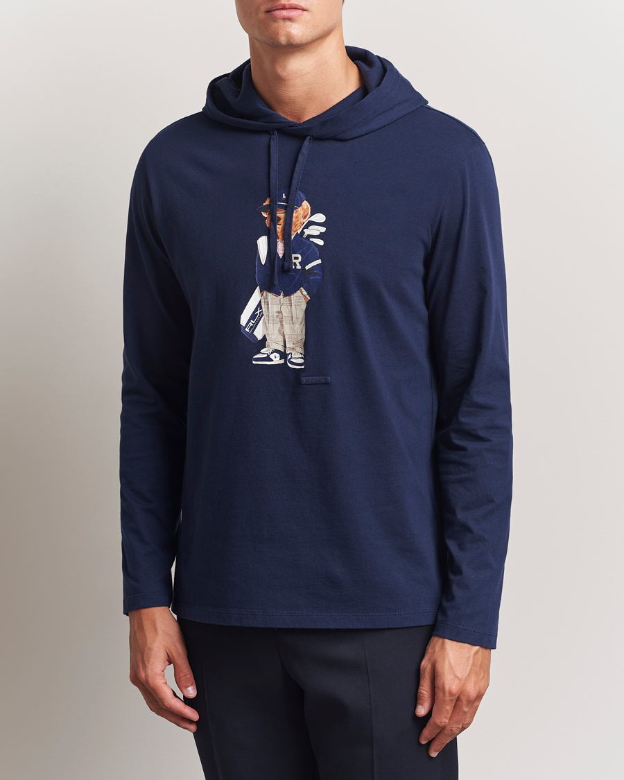 RLX Ralph Lauren Jersey Bear Hoodie Refined Navy