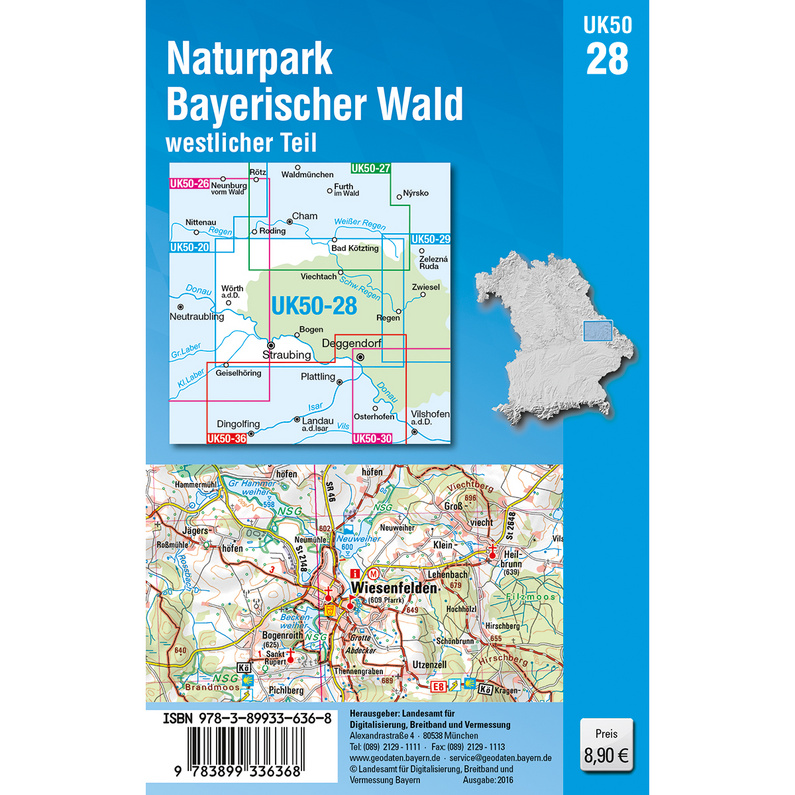 Landesamt Digitalisierung, Breitband, Vermessung UK 50-28 Naturpark Bayerischer Wald, westl. Teil