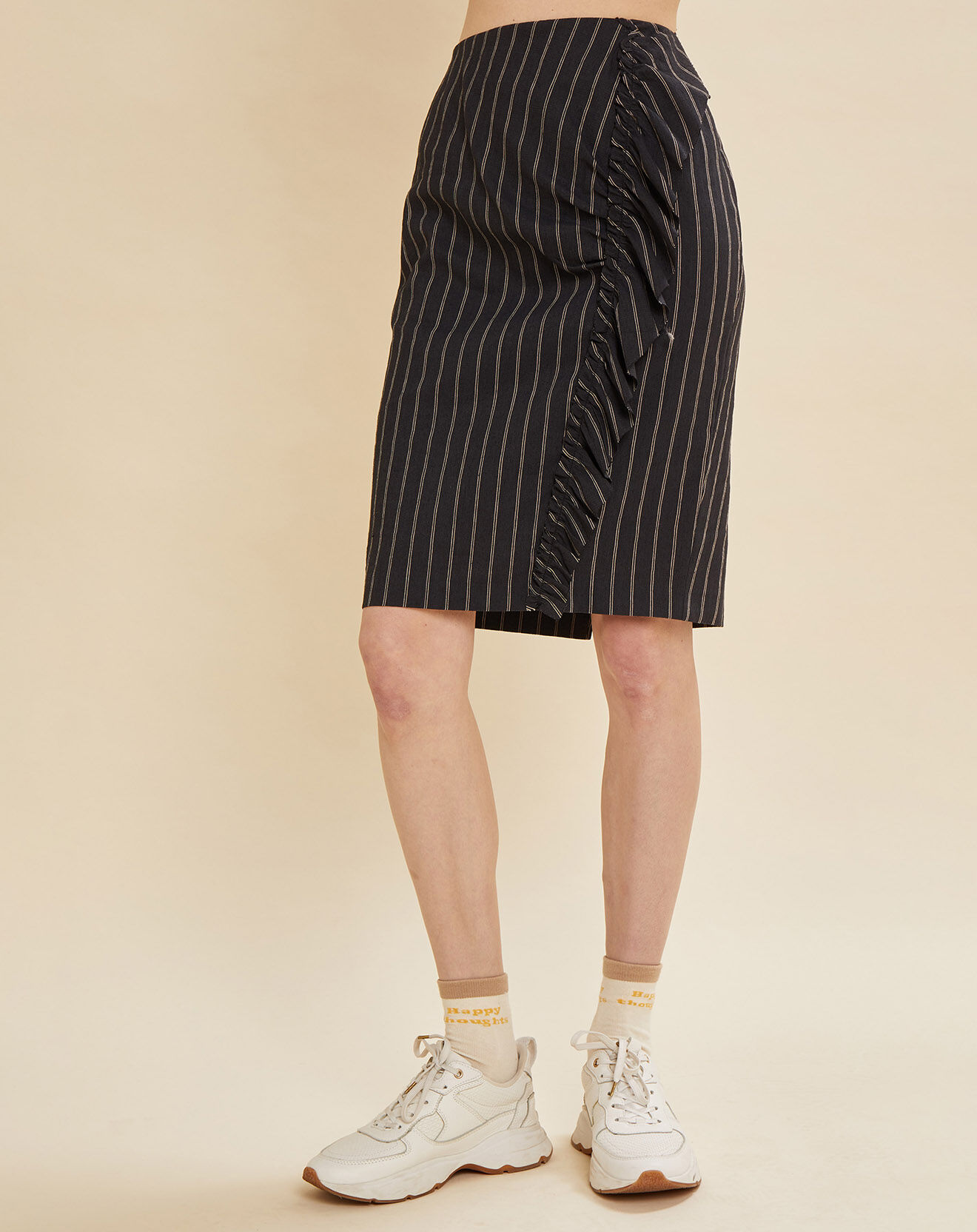Chloé Stora Jupe en Coton & Lin mélangé Jumbo noire