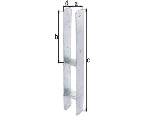 H-paalanker 71 x 300 x 600 mm, thermisch verzinkt, 1 stuk