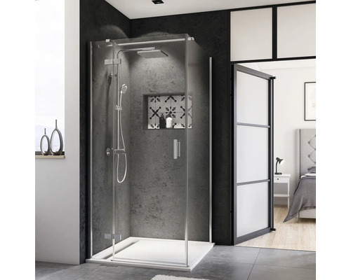 Zijpaneel voor Breuer Panorama 75 cm draaideur, helder glas, profielkleur chroom