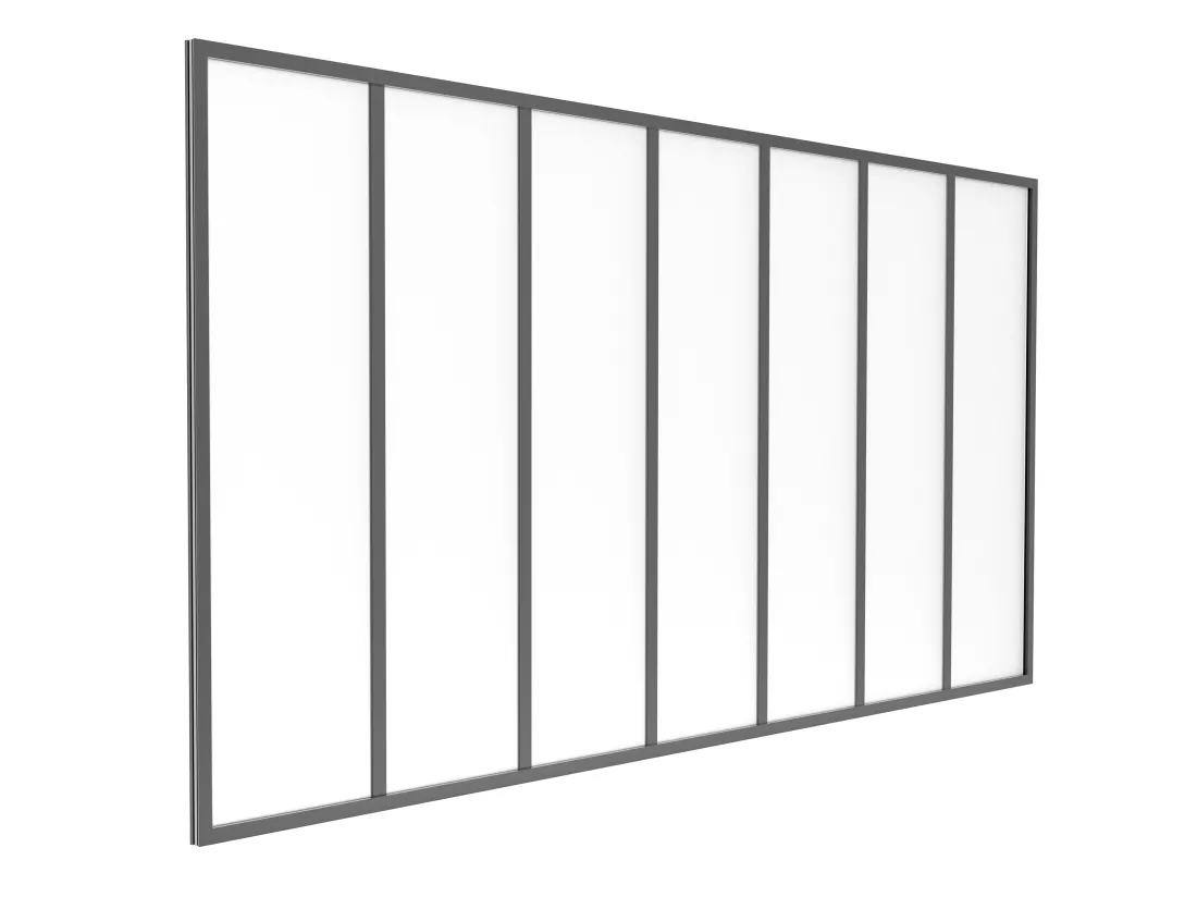 Verrière atelier en aluminium thermolaqué et verre dépoli - 210x105 cm - Noir - BAYVIEW