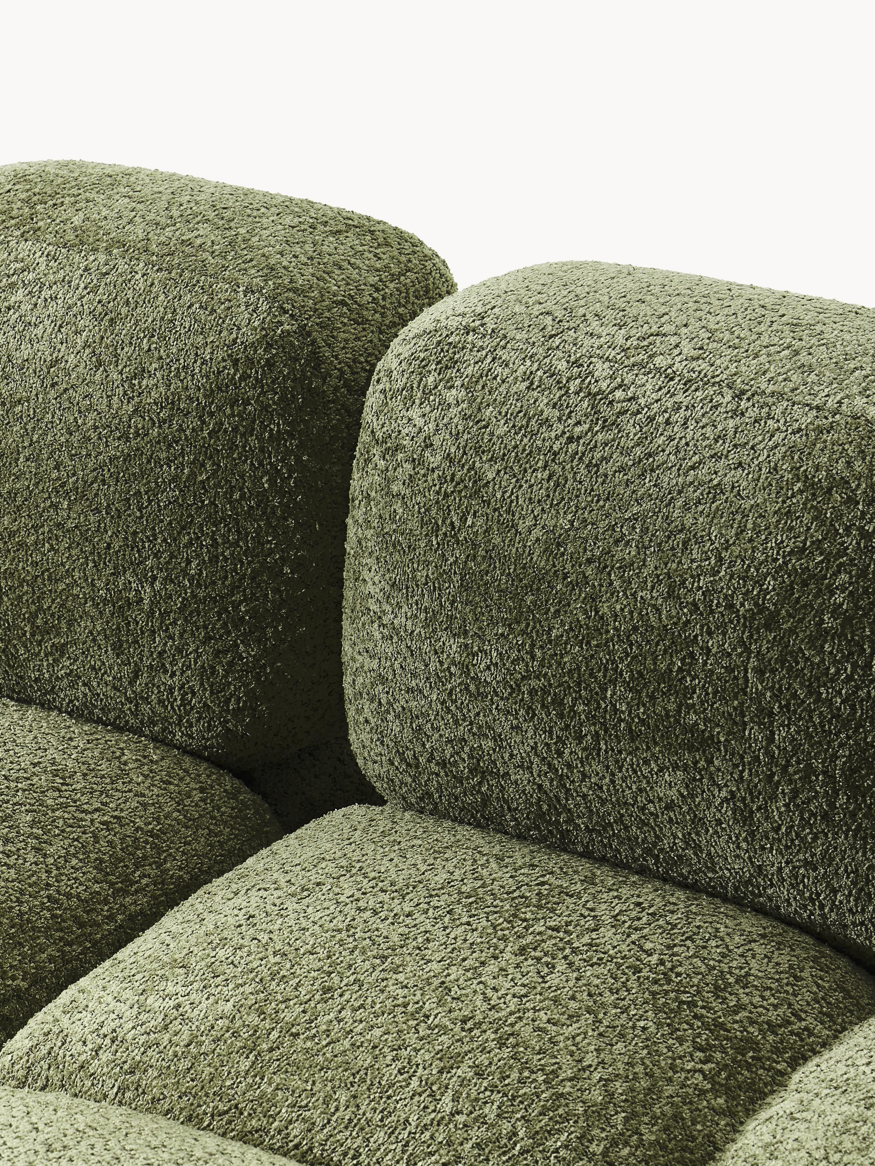 Modulaire bank Tayla (3-zits) van teddy bouclé met poef (links/rechts)
