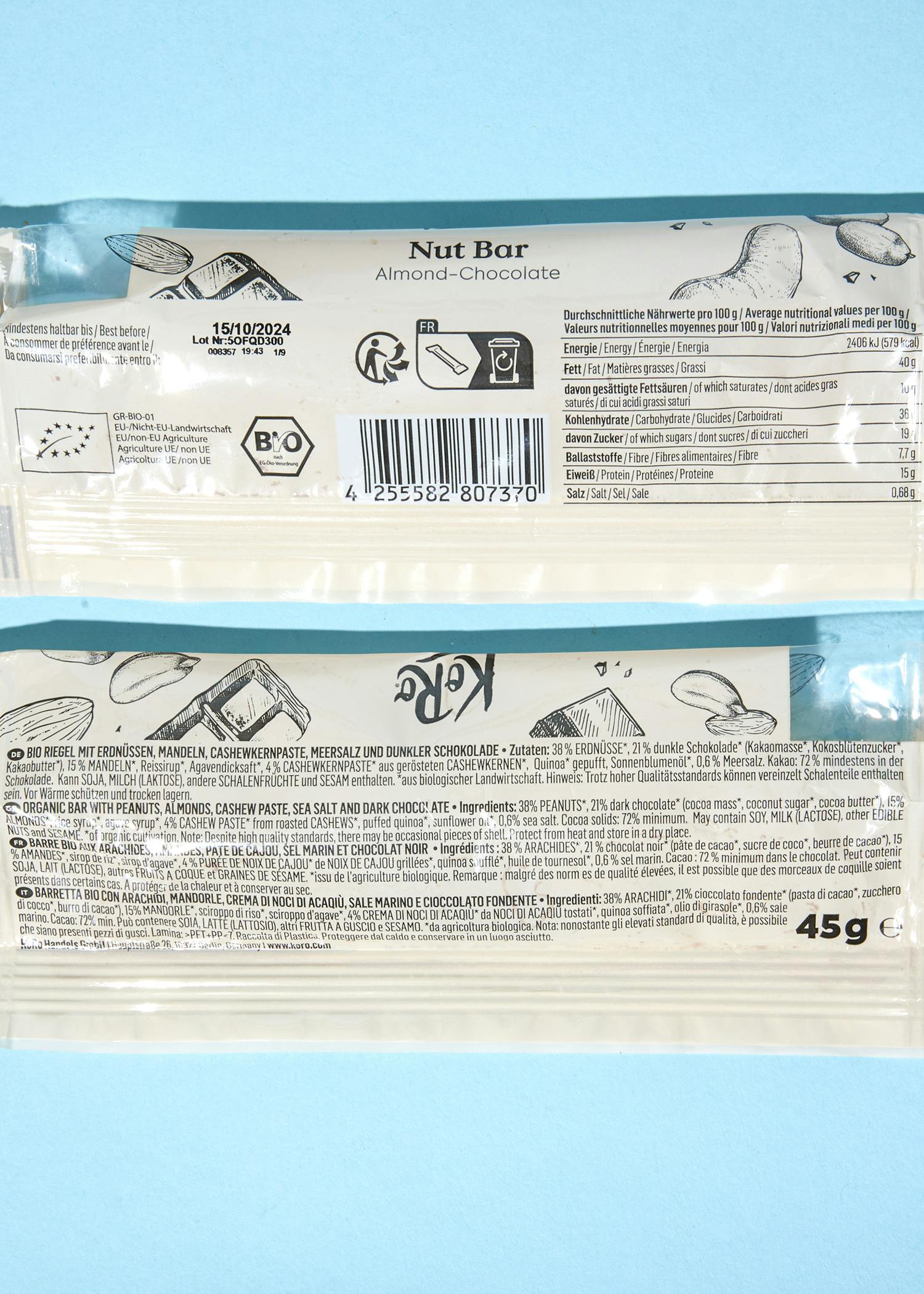 Bio Nut Bar Almond-Chocolate with Sea Salt 45 g
