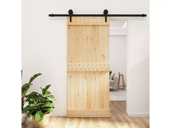 Porte coulissante et kit de quincaillerie 90x210 cm pin massif