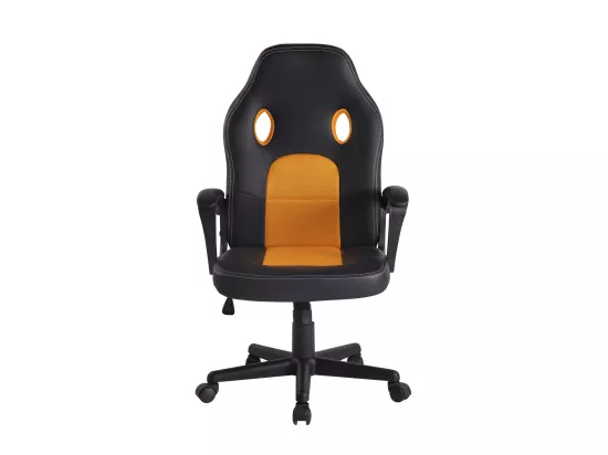 Chaise de bureau - Similicuir & Chrome - Noir / Jaune - Elbing