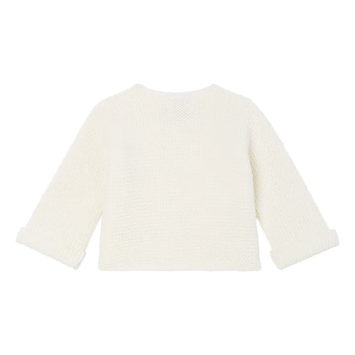 Petit Bateau Gilet Tricot Point Mousse Fabalero Coton Bio | Blanc