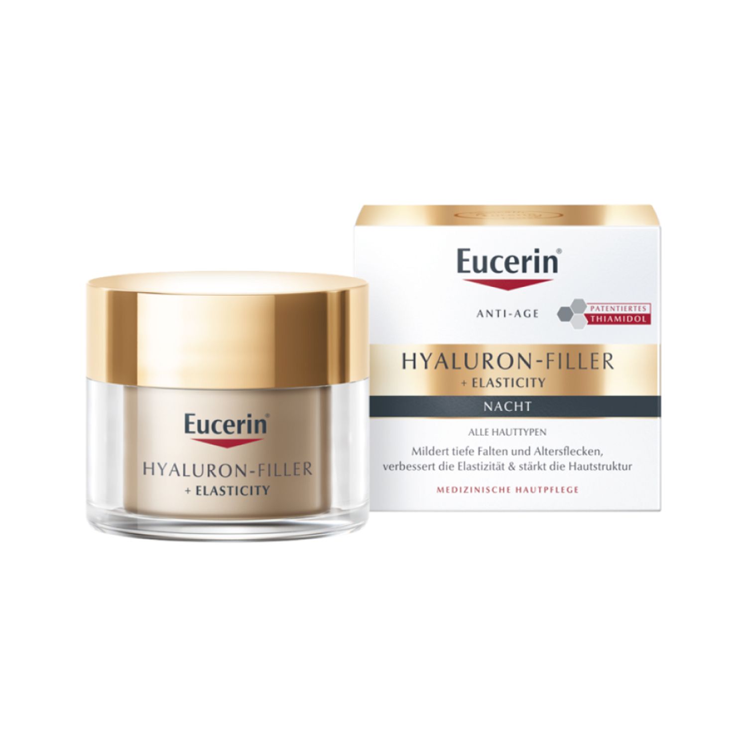 Eucerin® HYALURON-FILLER + ELASTICITY Nachtpflege – Anti Aging Gesichtscreme für glattere Haut – Antifaltencreme gegen Altersflecken