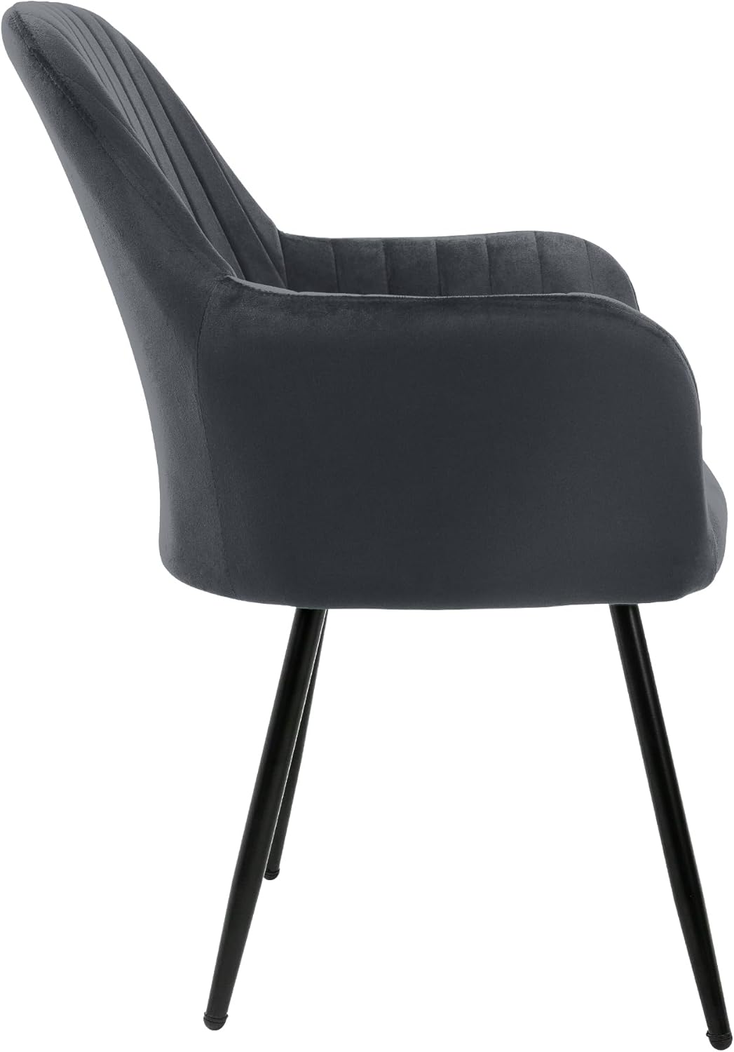ML-Design 2er Set Esszimmerstühle mit Rücken- und Armlehnen, Grau, Küchenstühle mit Samtbezug, Polsterstühle mit Metallbeinen, Ergonomische Stühle für Esstisch, Wohnzimmerstühle Esszimmerstuhl