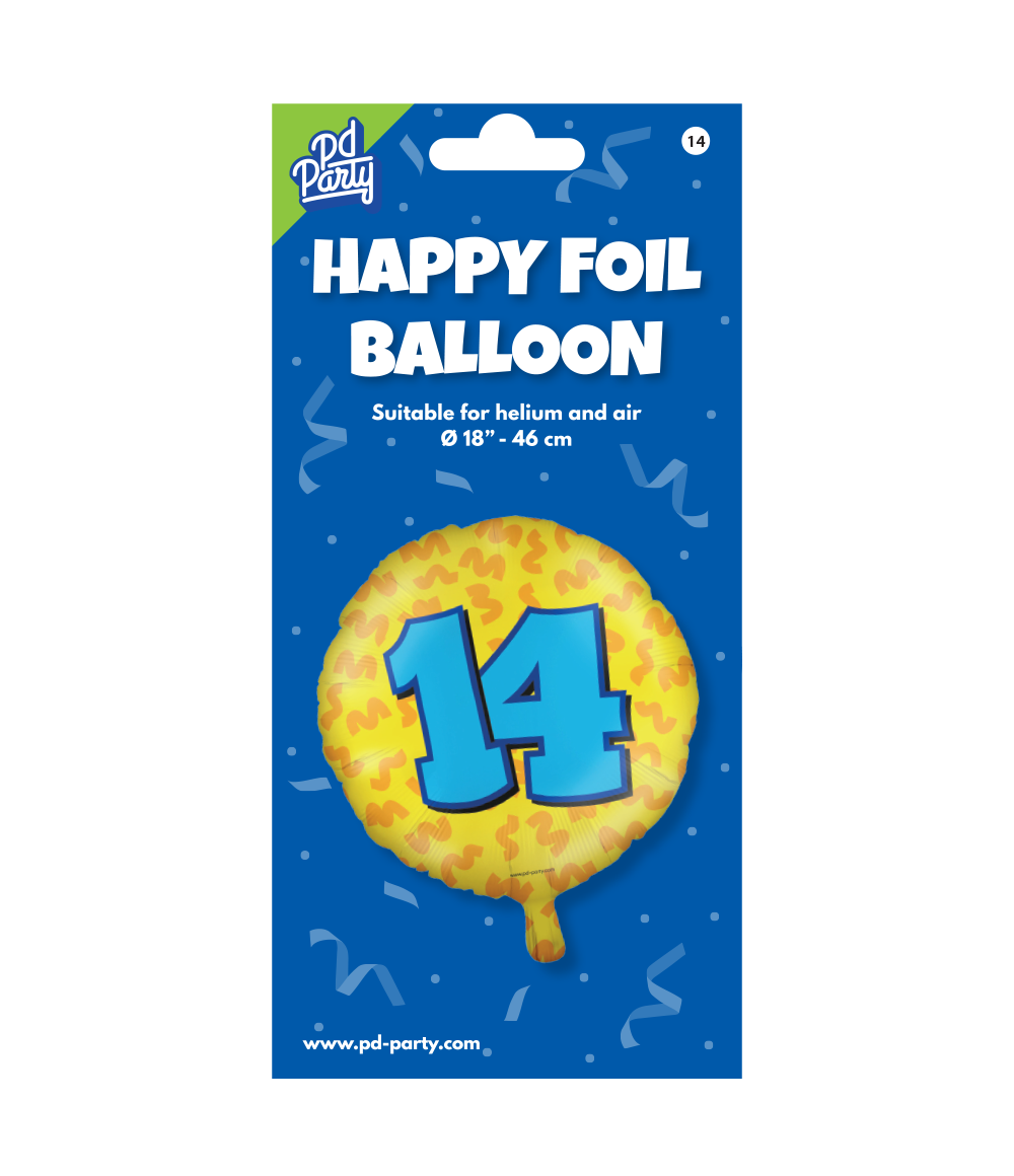 Helium Ballon 14 Jaar Gekleurd Leeg 46cm