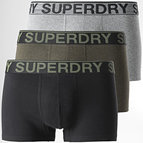 Lot De 3 Boxers Classic Gris Chiné Vert Kaki Noir