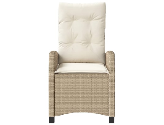 VIDAXL - Chaise inclinable de jardin avec coussins beige résine tress...