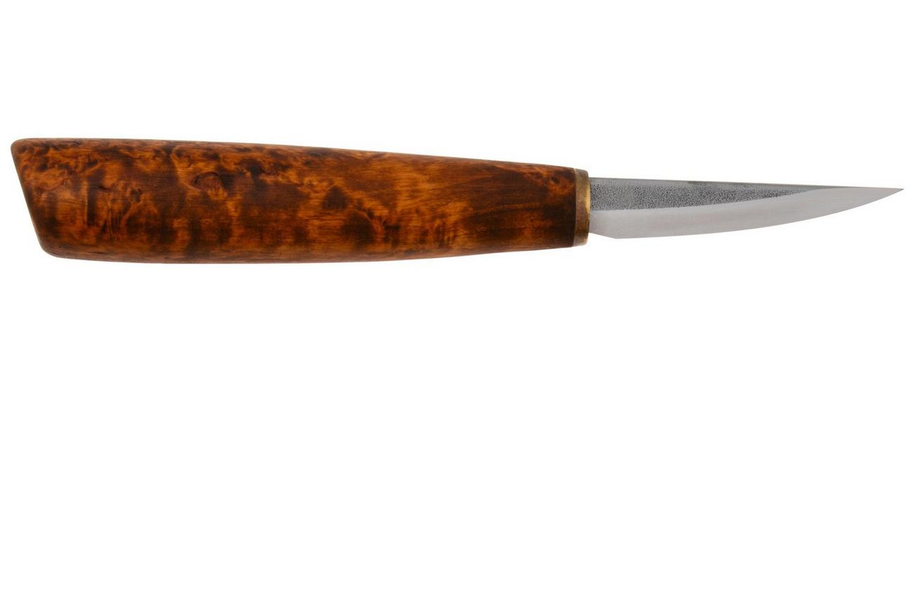 Roselli Carving Knife Short RIR113 Carbon Steel, Curly birch, houtsnijmes