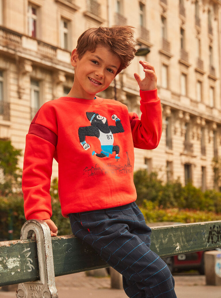Sweat rouge vermillon molletonné