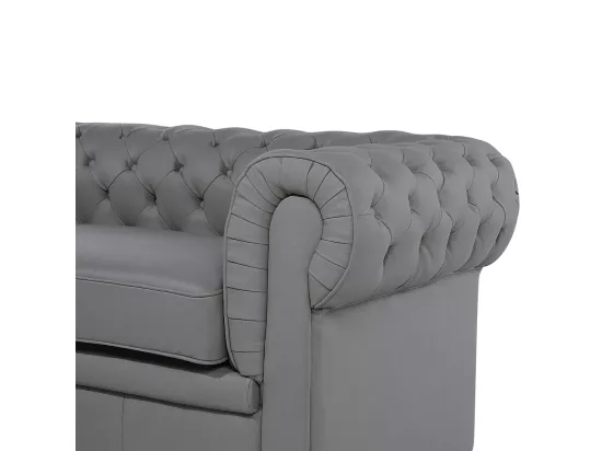 Canapé en cuir gris CHESTERFIELD