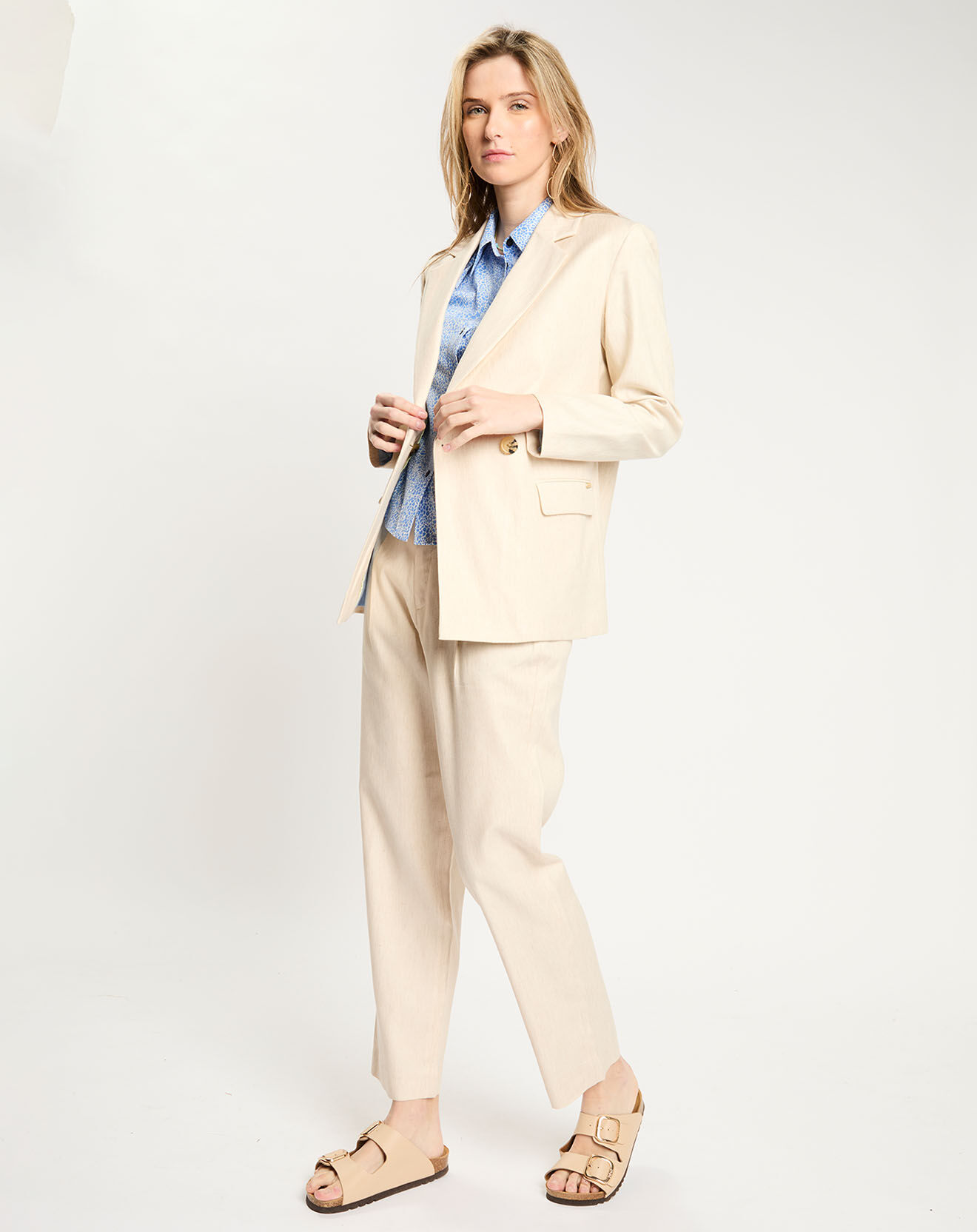 Scotch & Soda Blazer en Lin mélangé écru