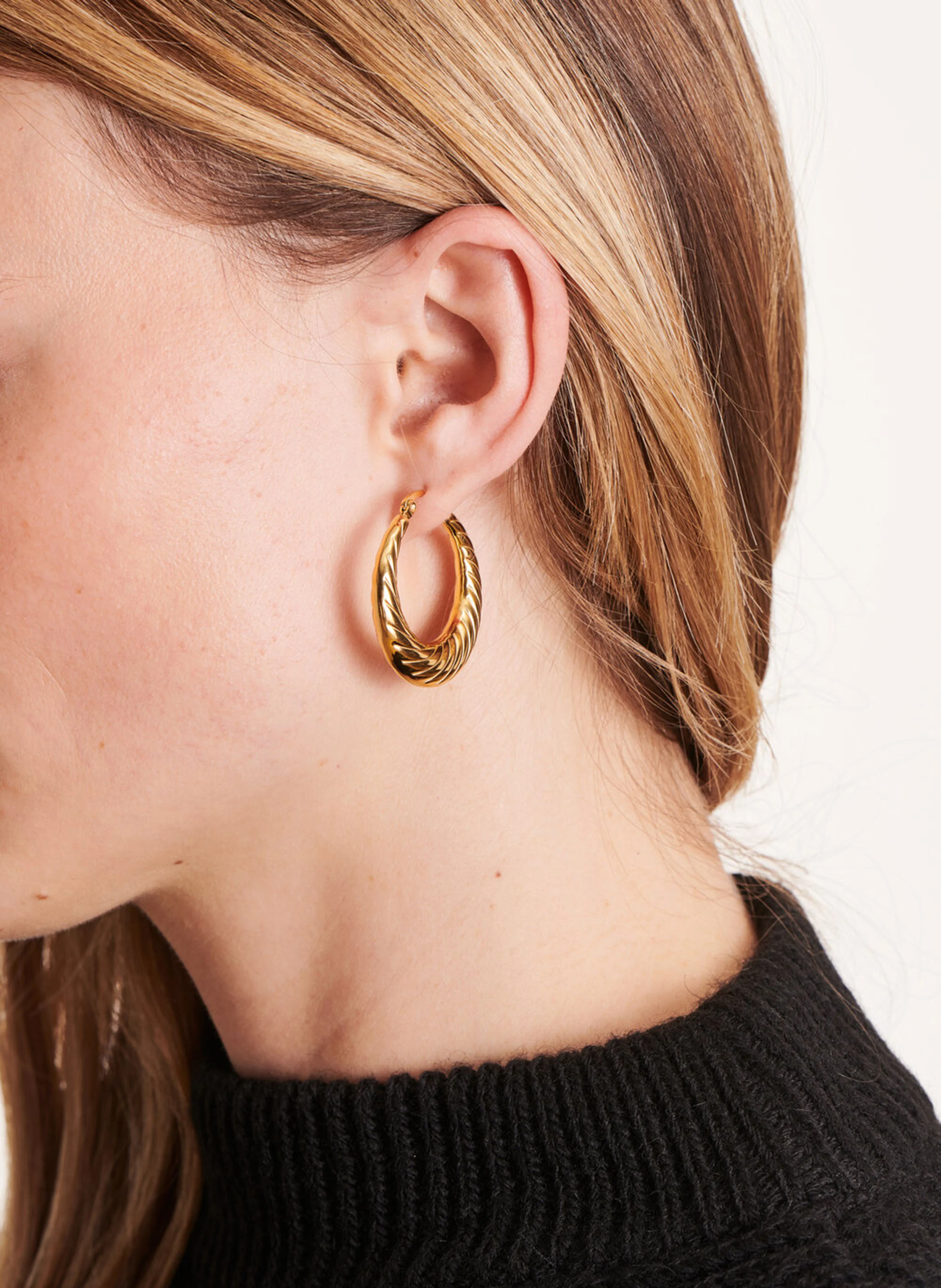 Boucles d'oreilles créoles en acier inoxydable | Jaune