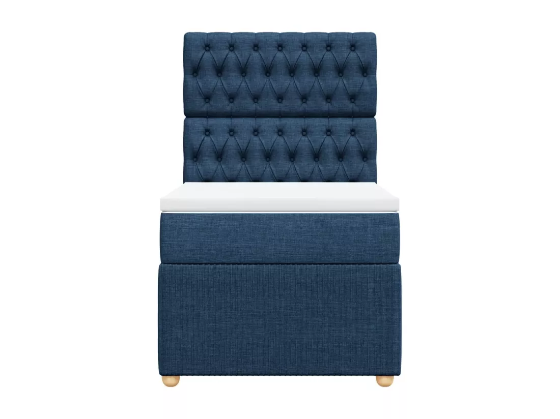 Sommier à lattes de lit avec matelas Bleu 90x190 cm Tissu