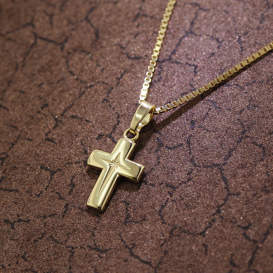 trendor Kinder Kreuz-Anhänger Gold 333 (8 Karat) + plattierte Halskette gold
