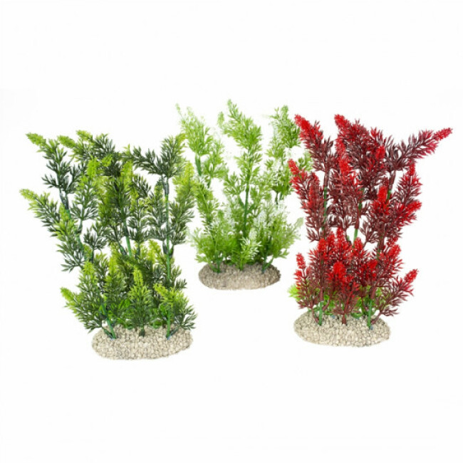 Décoration pour aquarium plante dense rouge/vert en plastique