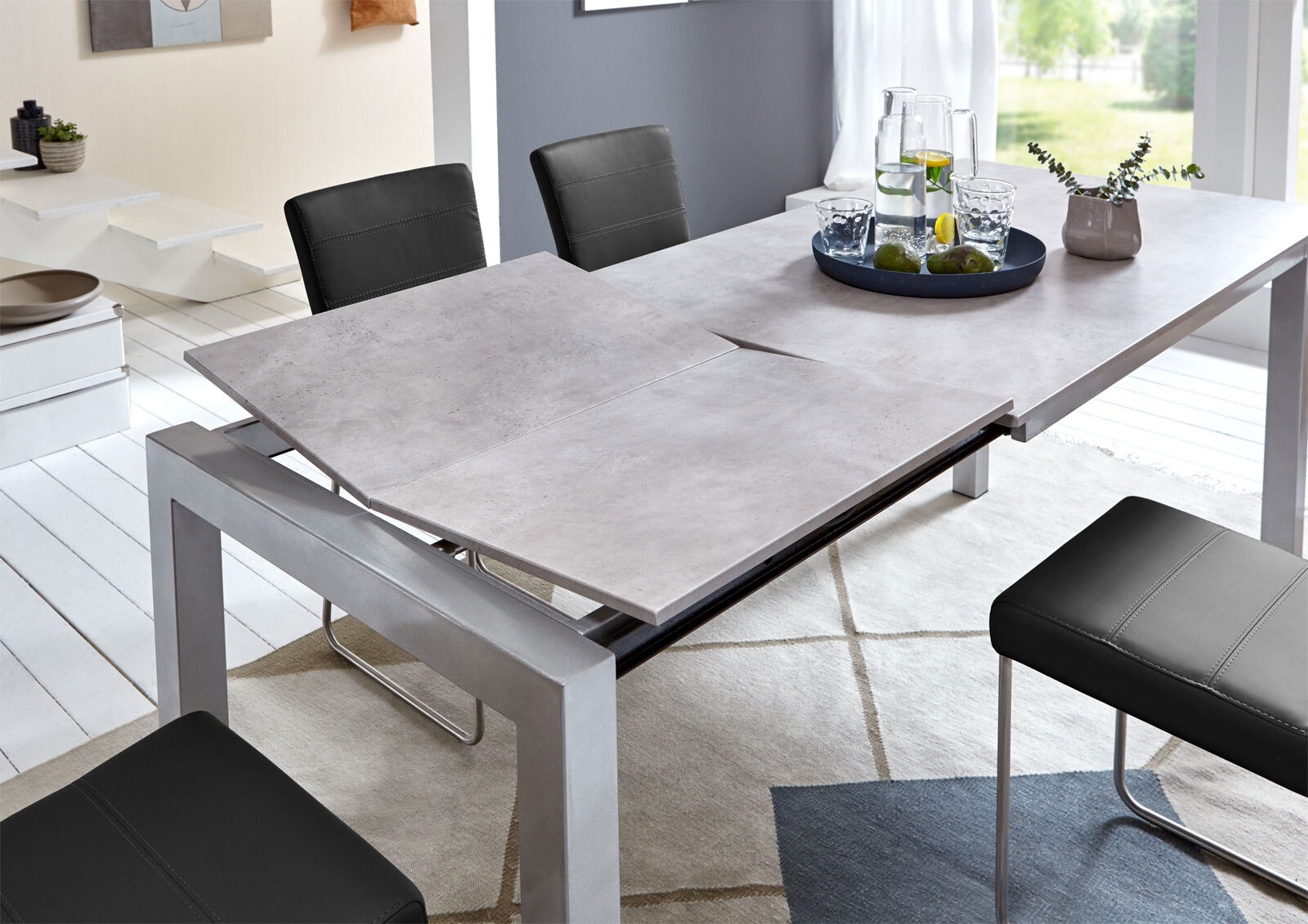 vito Esstisch DASH 130-190 x 80 cm Glasplatte weiß
